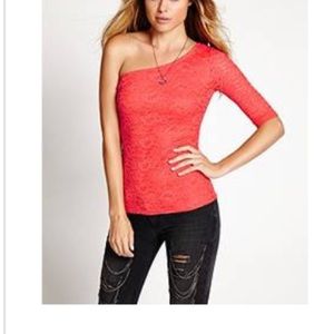 Guess one sleeve lace top